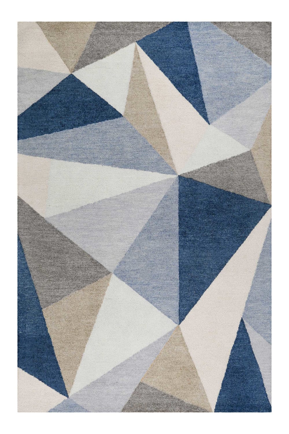 Alfombra gráfica de pelo corto en tonos de azul y gris, 70x140