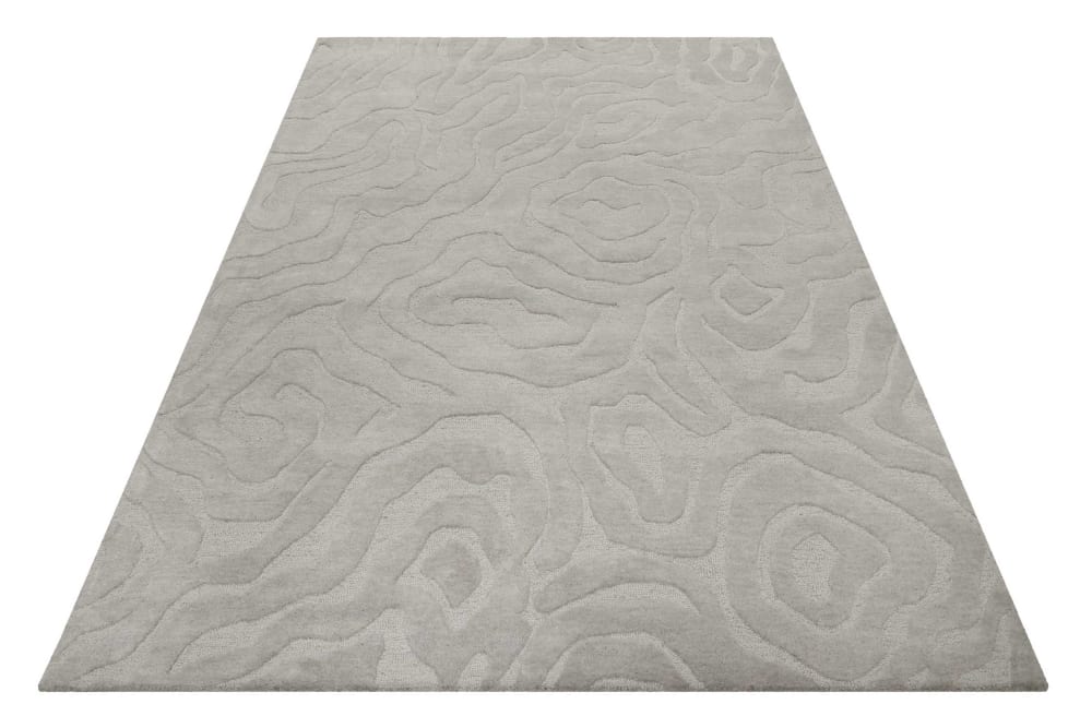 Tapis fait main motif abstrait et relief taupe 70x140 — vue 4