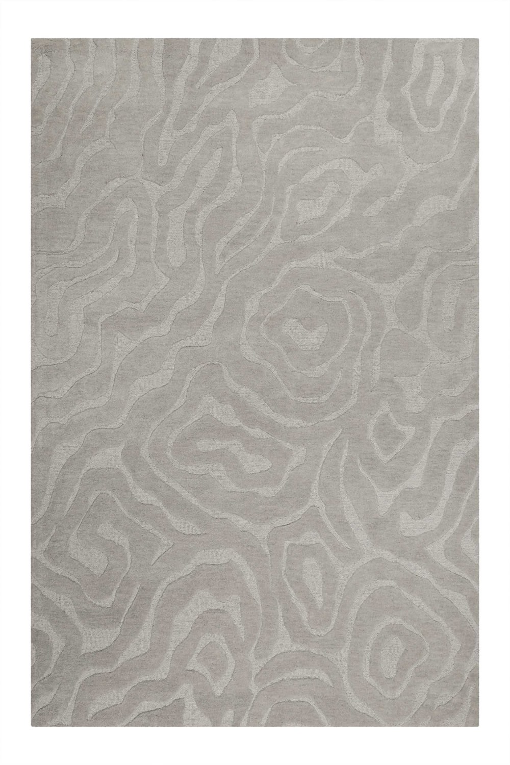 Tapis fait main motif abstrait et relief taupe 110x170