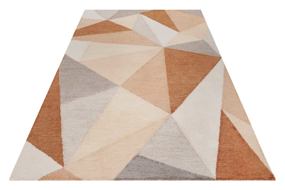 Tapis graphique à poil ras tons de brique, saumon et gris 70x140 — vue 4