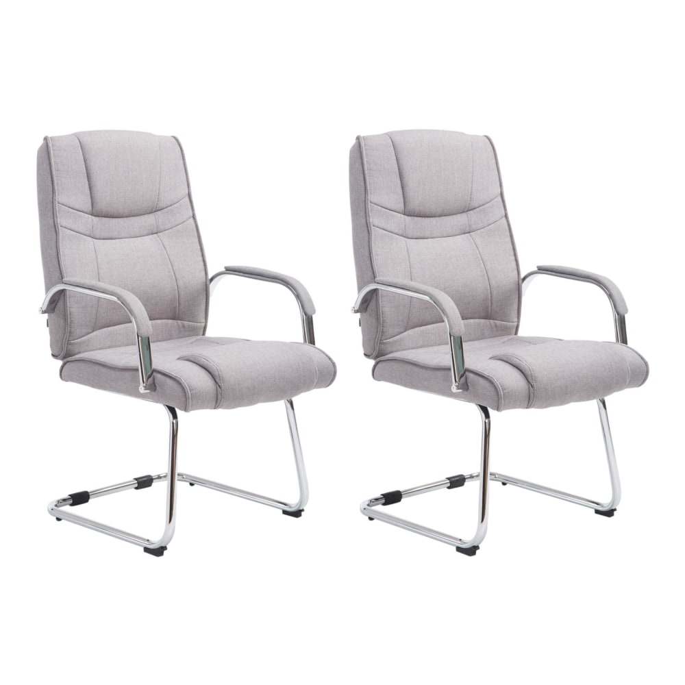 CLP 2er Set Freischwinger mit Metallgestell Sitz aus Stoff grau style modern - Stoff