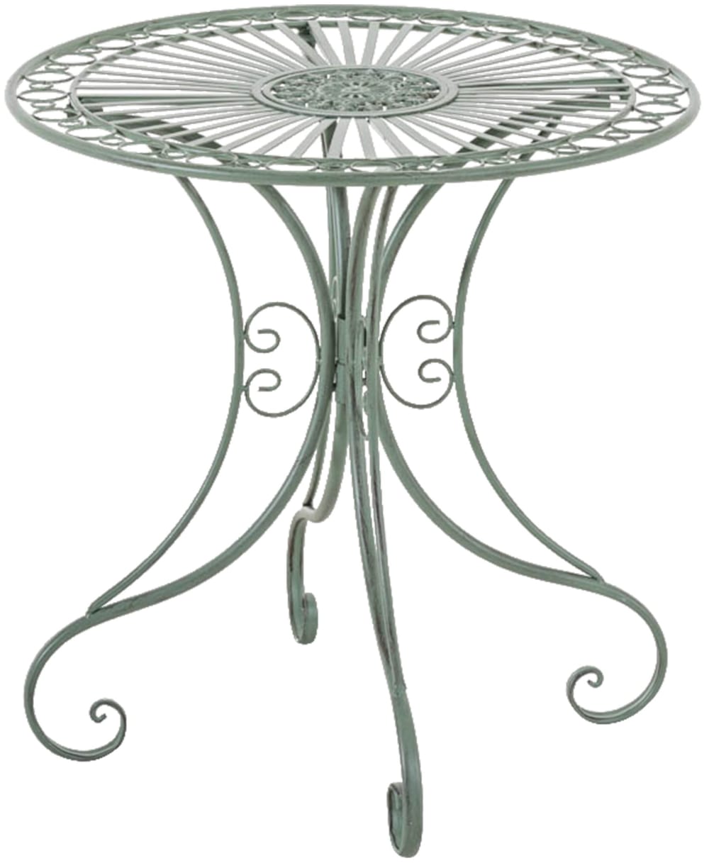 Table de jardin avec plateau rond en métal Vert antique