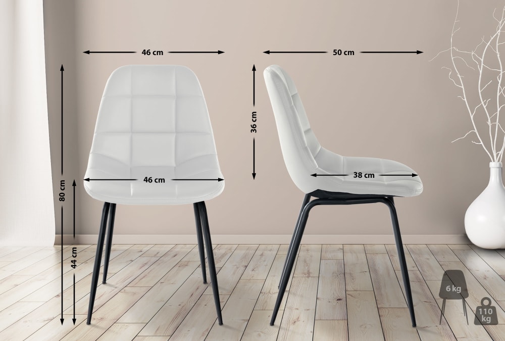 Silla con patas de metal y asiento en Simil cuero Blanco - Maisons du Monde