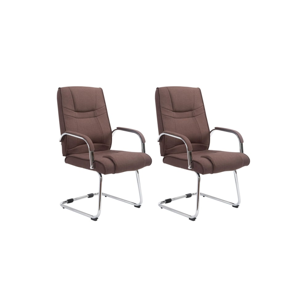 2Er Set Freischwinger Mit Metallgestell Sitz Aus Stoff Braun
