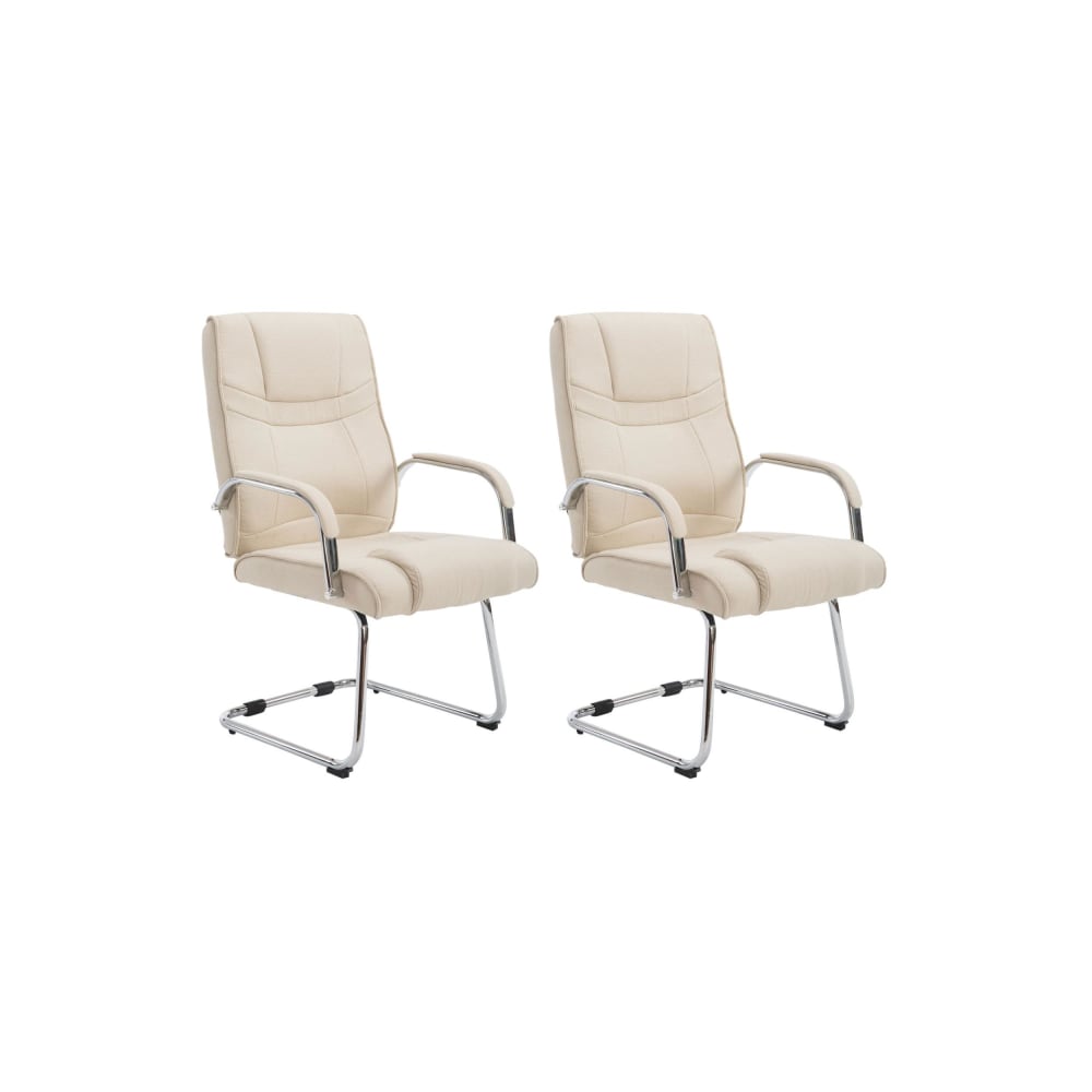 2Er Set Freischwinger Mit Metallgestell Sitz Aus Stoff Creme