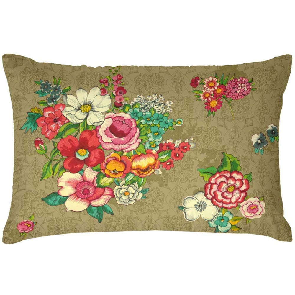 Housse de coussin extérieur motif fleuri doré 40x60 cm