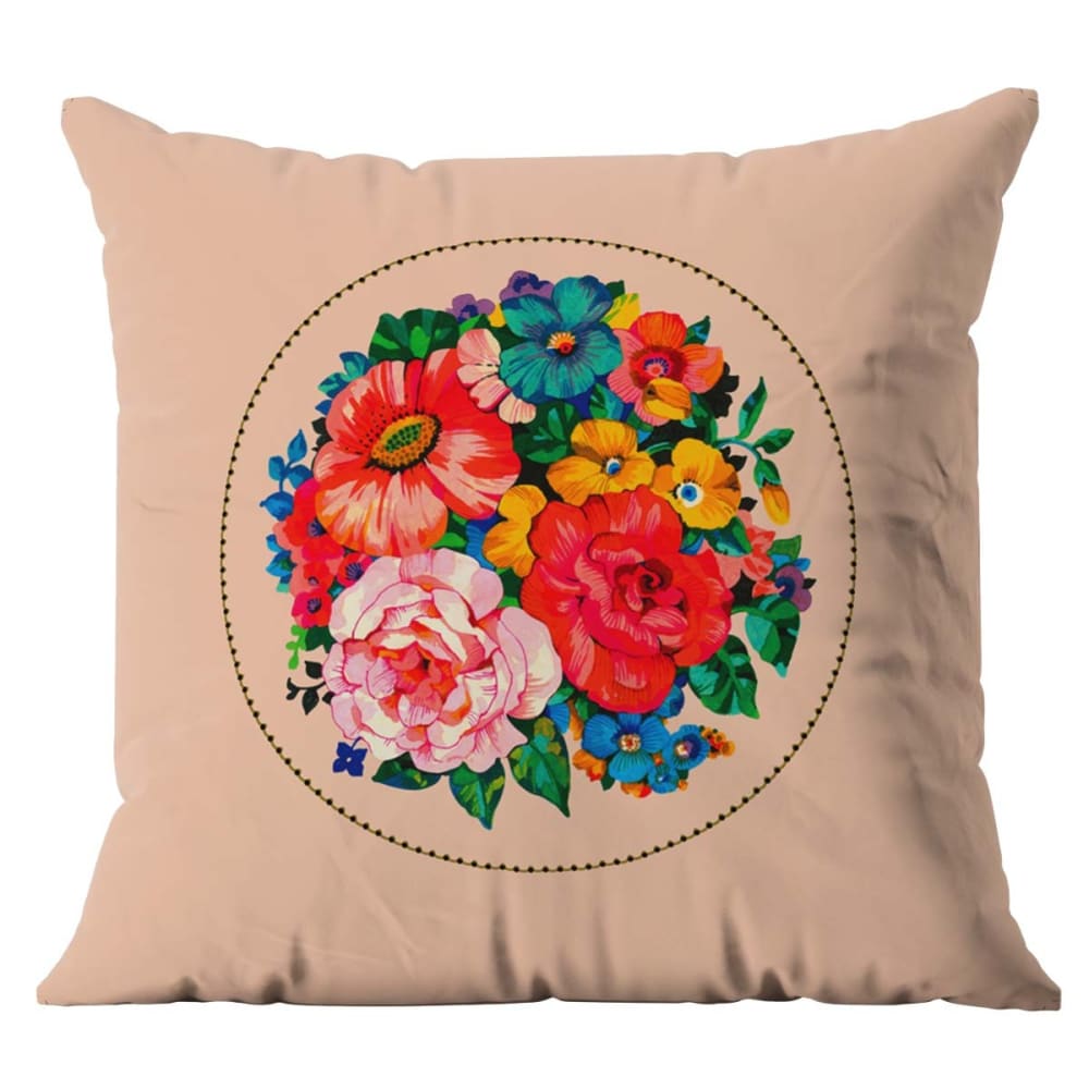 Housse de coussin extérieur 45x45 cm motif fleuri nude