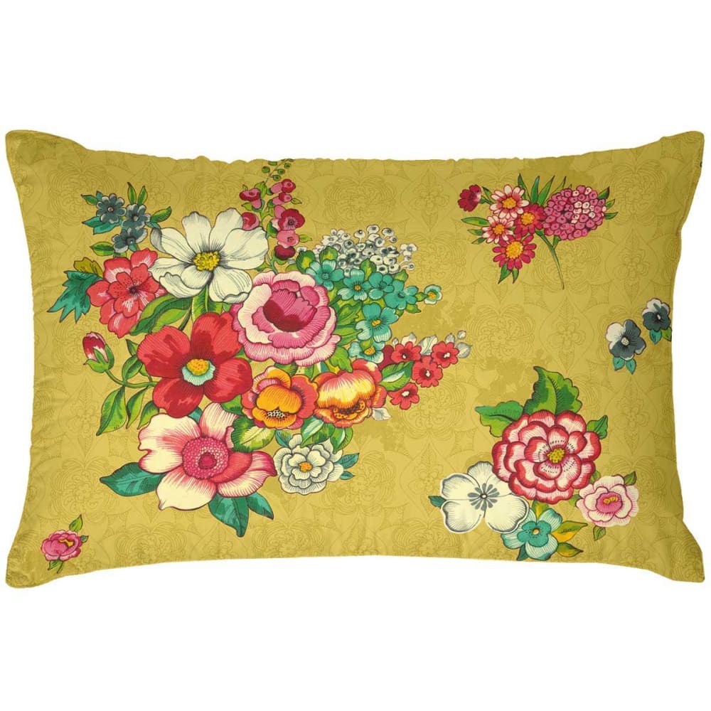 Housse de coussin extérieur 40x60 cm motif fleuri jaune