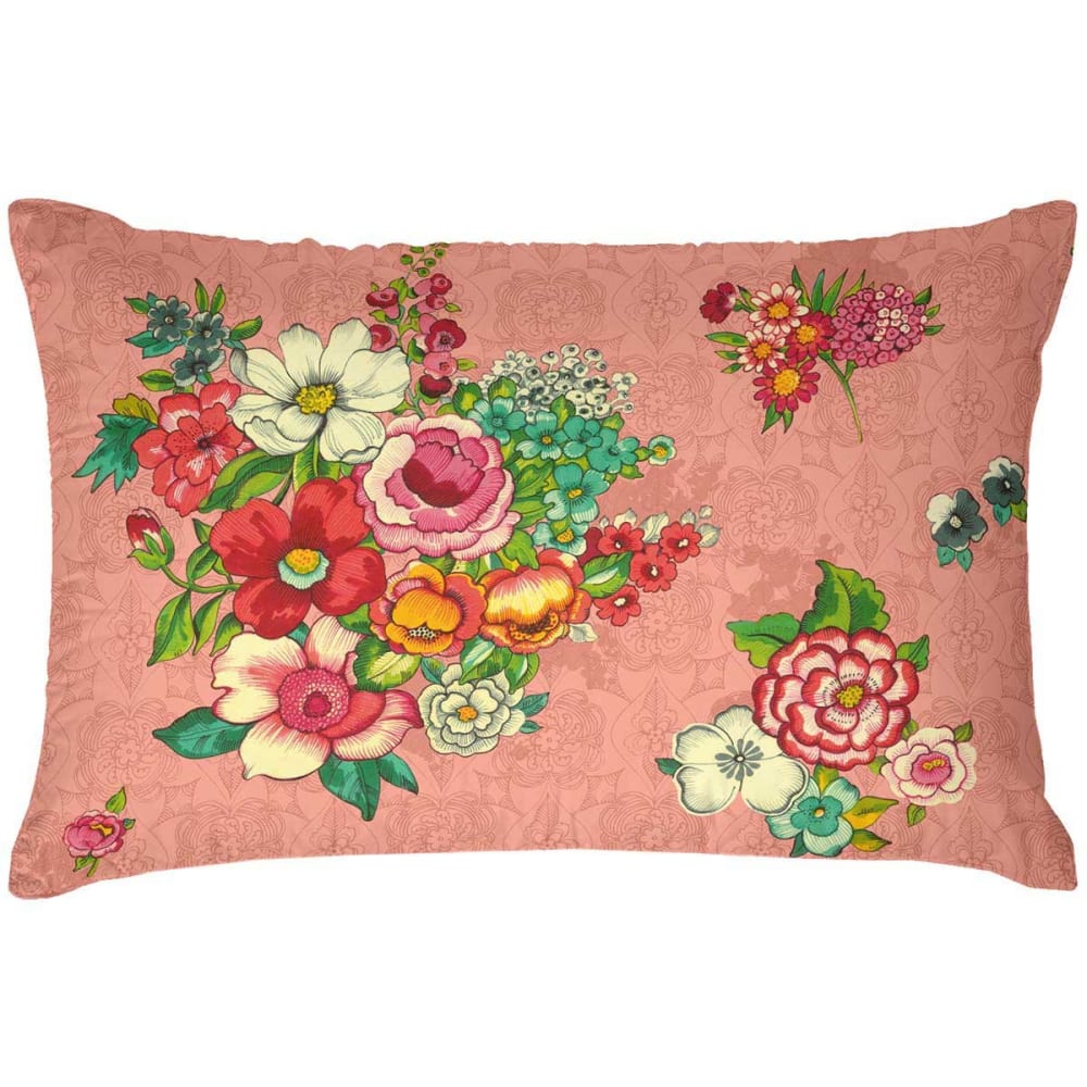 Housse de coussin extérieur 40x60 cm motif fleuri rose