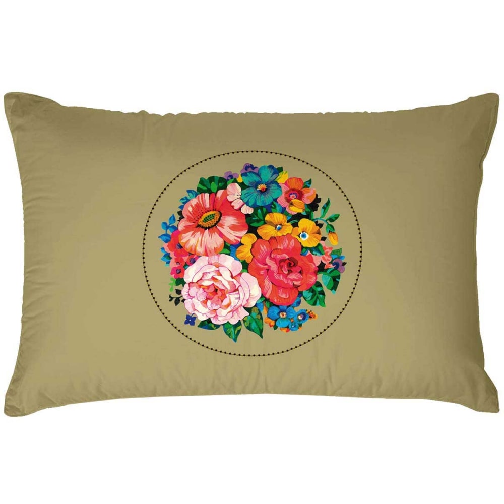 Housse de coussin extérieur motif fleuri vintage doré 40x60 cm