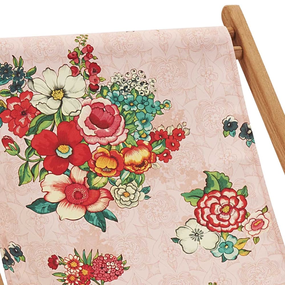 Chilienne pliante en hêtre et imprimé fleuri nude