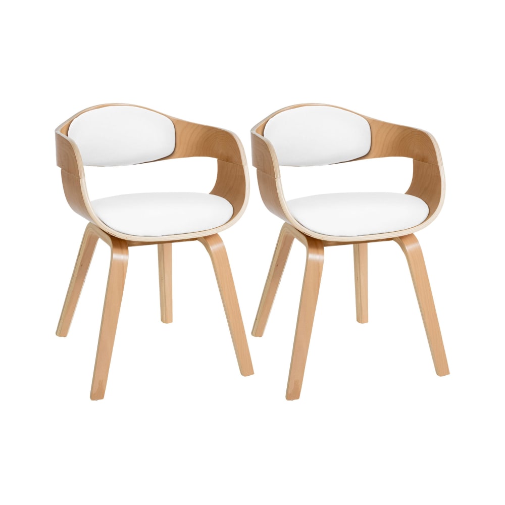 CLP 2er Set Stühle mit Holzgestell und Sitz aus Kunstleder natura/weiß style modern - Pvc - Polyvinlychlorid