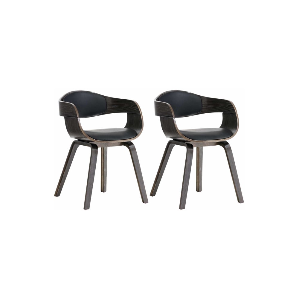 CLP 2er Set Stühle mit Holzgestell und Sitz aus Kunstleder schwarz/grau style modern - Pvc - Polyvinlychlorid