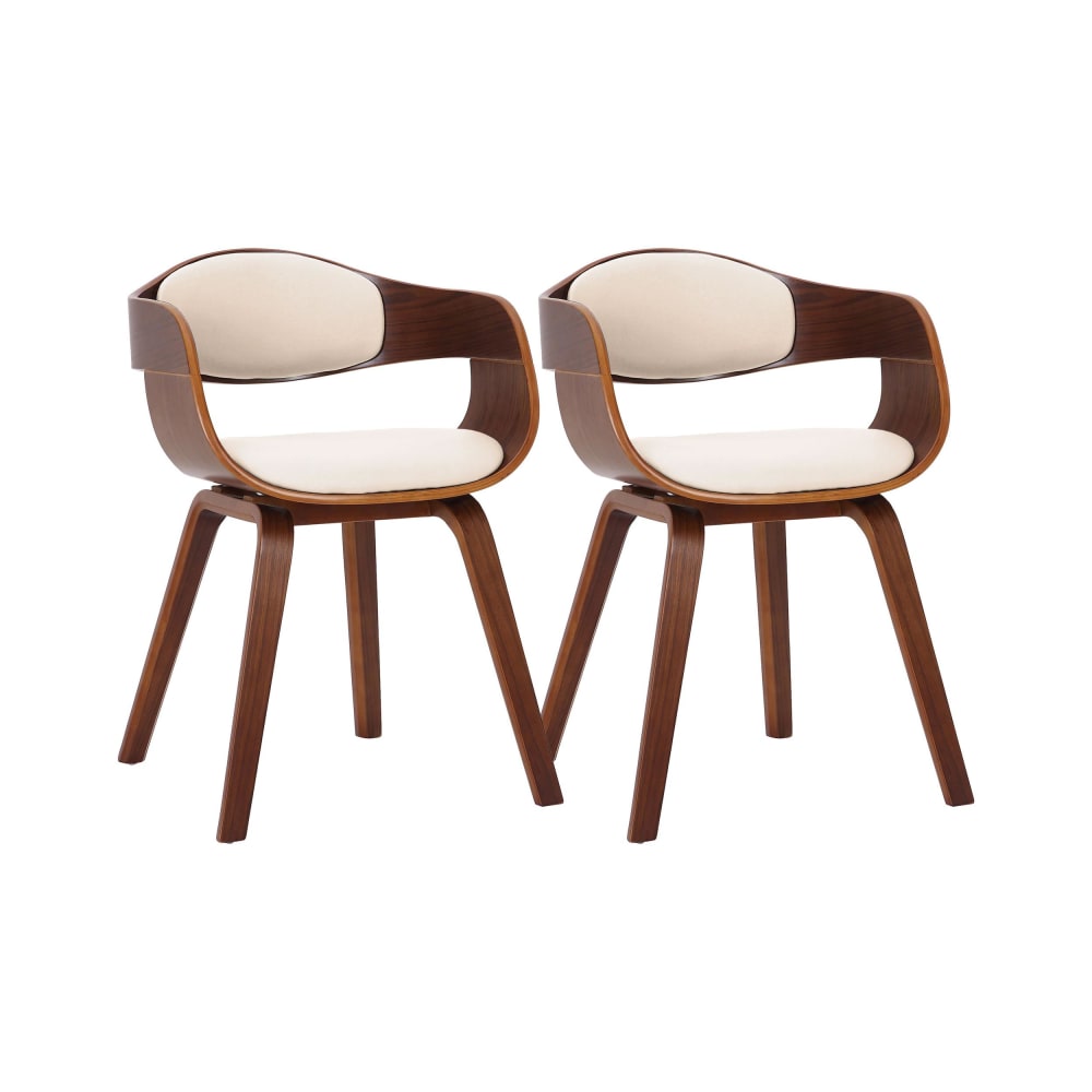 CLP 2er Set Stühle mit Holzgestell und Sitz aus Kunstleder walnuss/creme style modern Beige Pvc - Polyvinlychlorid