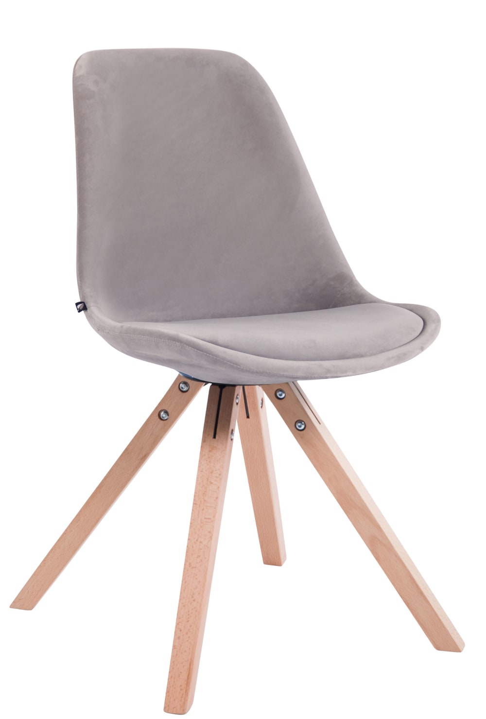 Sedia con gambe in legno e seduta in Velluto grigio - Modello Contemporaneo - Velluto