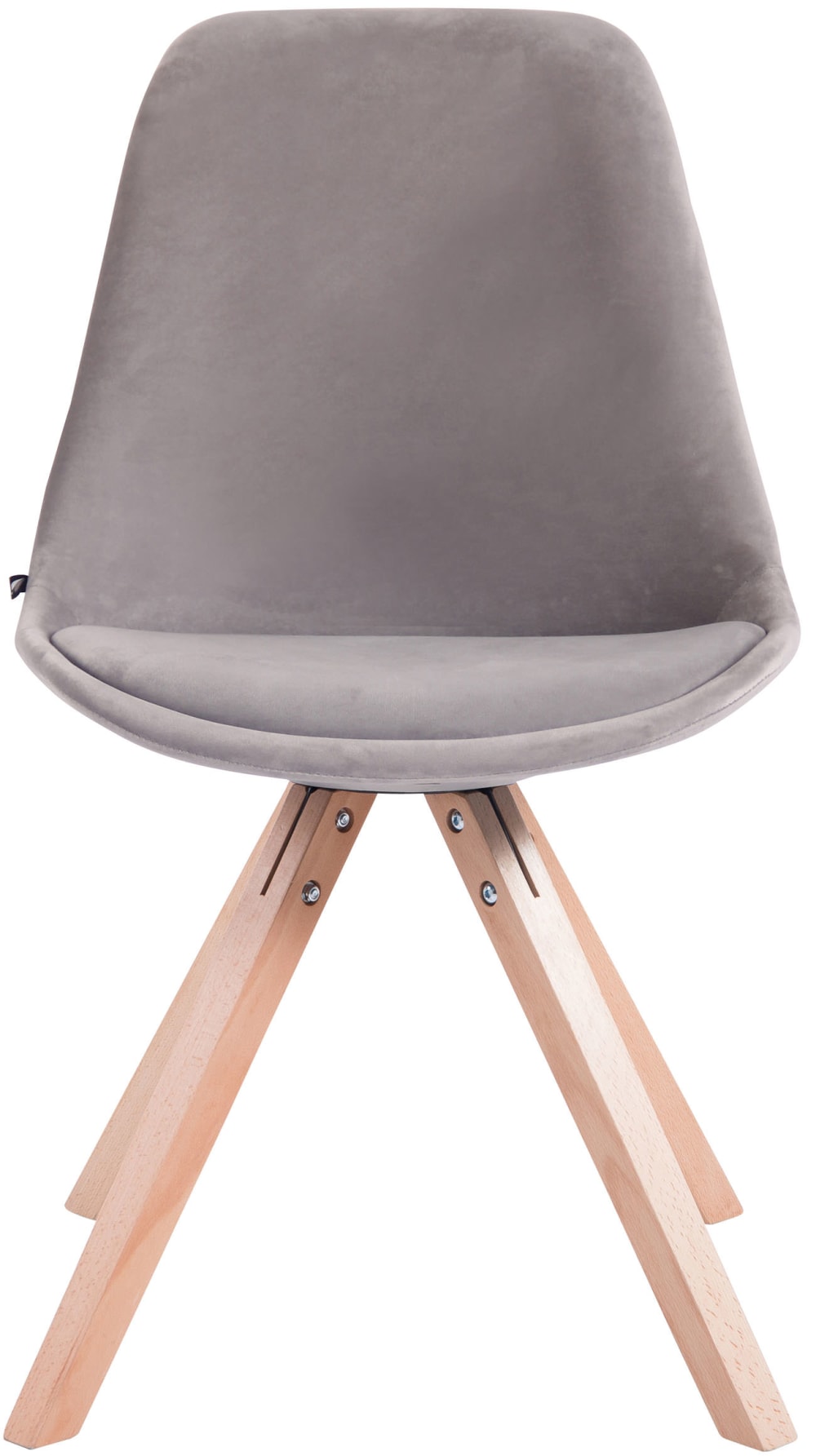 Silla con patas de madera y asiento en Terciopelo Gris - Maisons du Monde