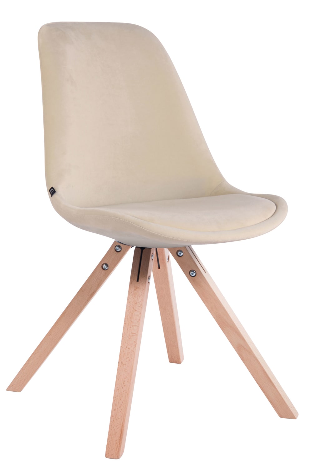 CLP Esszimmerstuhl mit Holzgestell und Sitz aus Samt creme style modern Beige Samt