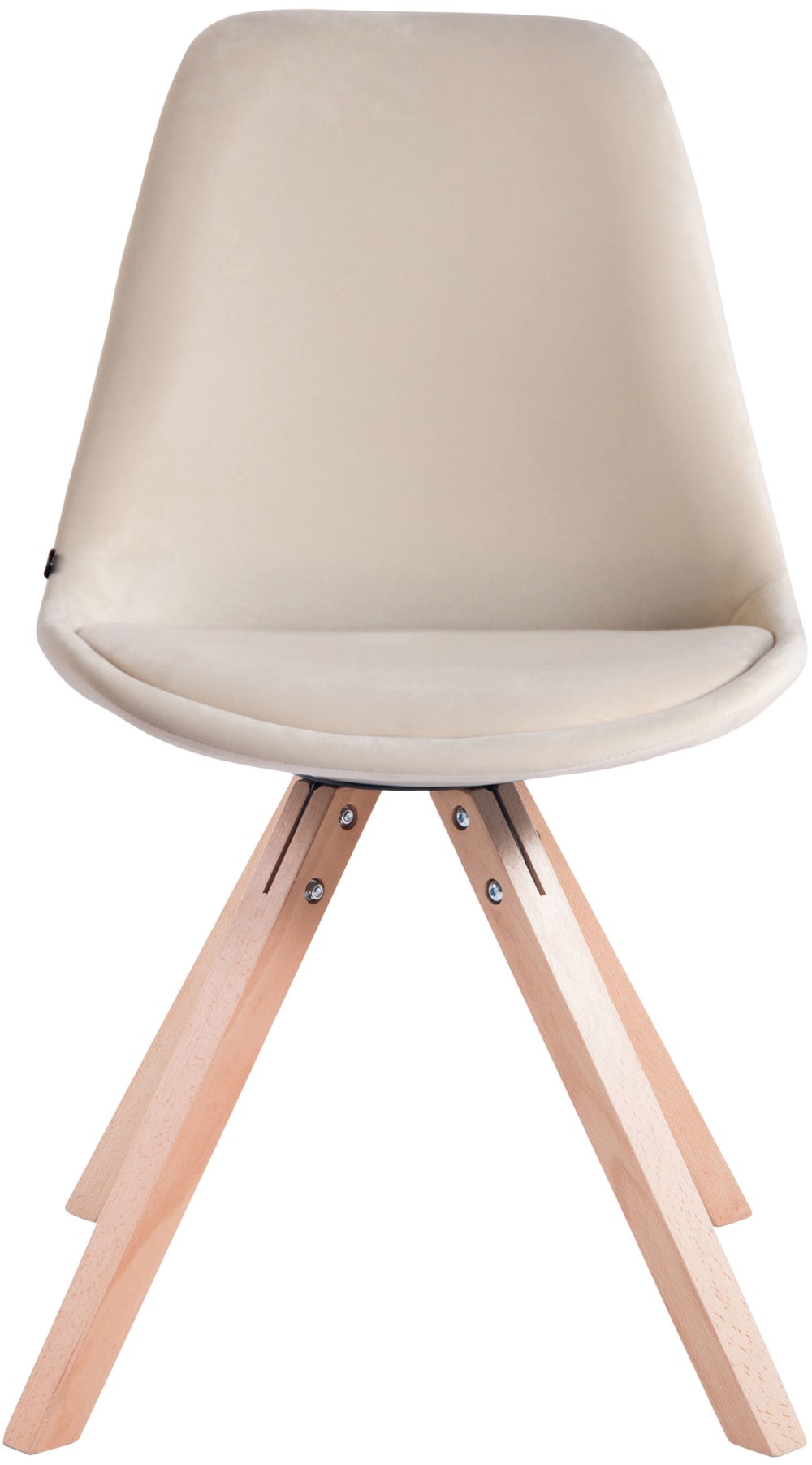 Esszimmerstuhl mit Holzgestell und Sitz aus Samt creme - Maisons
