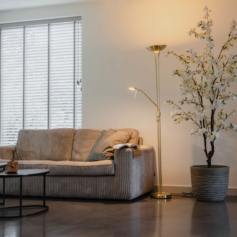 Lampadaire en acier doré/laiton - Maisons du Monde