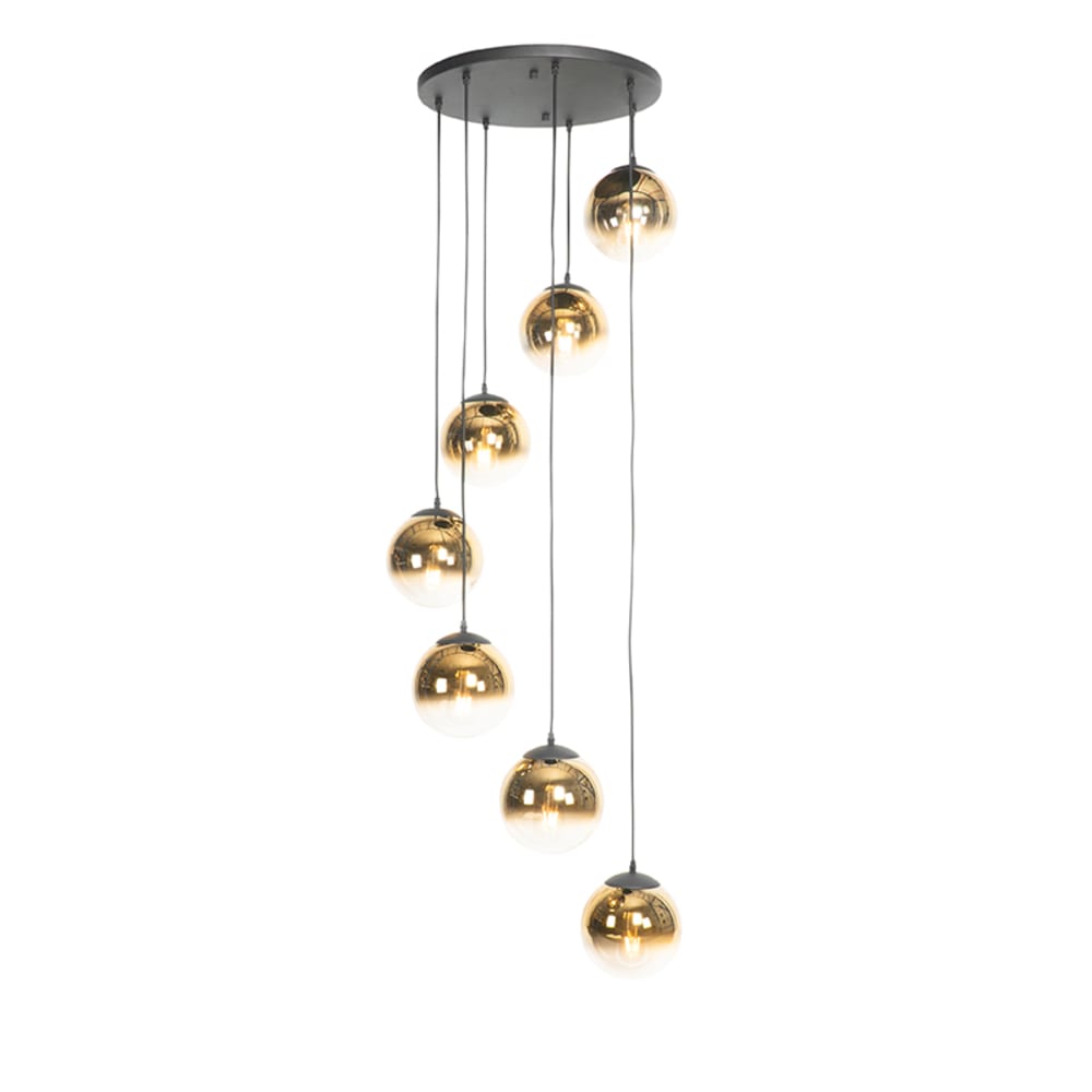 QAZQA Hängelampe schwarz Goldglas style vintage Gold