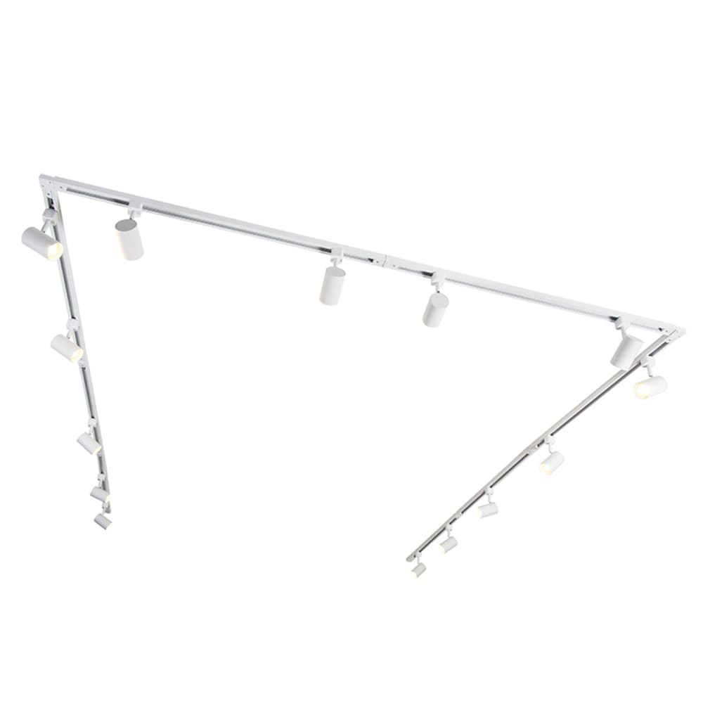 Système rail moderne blanc 14 spots monophasés - Maisons du Monde