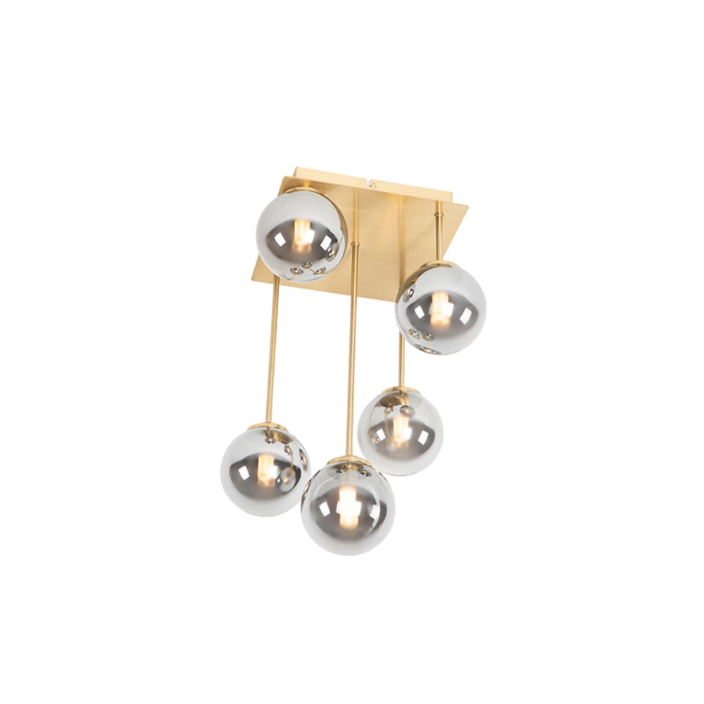 Plafonnier en verre doré/laiton