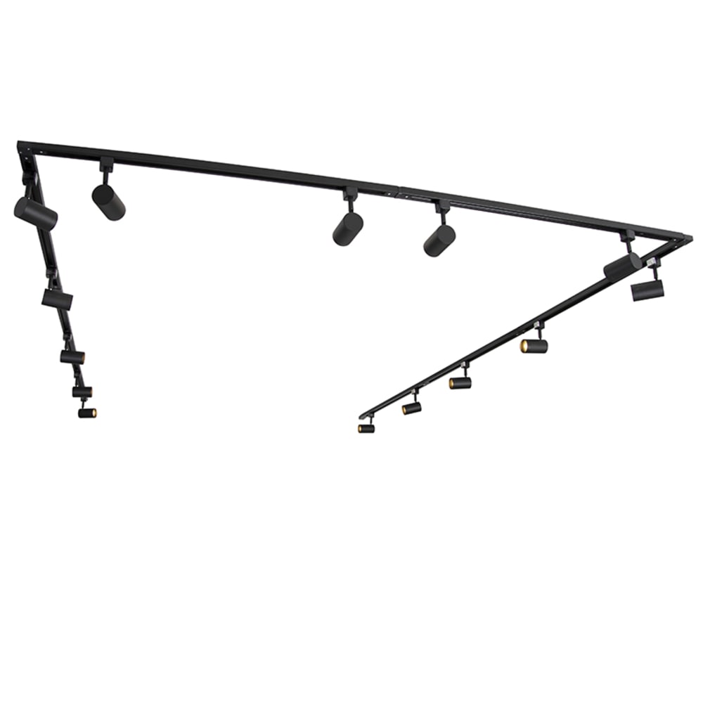 Système rail monophasé moderne 14 spots noirs