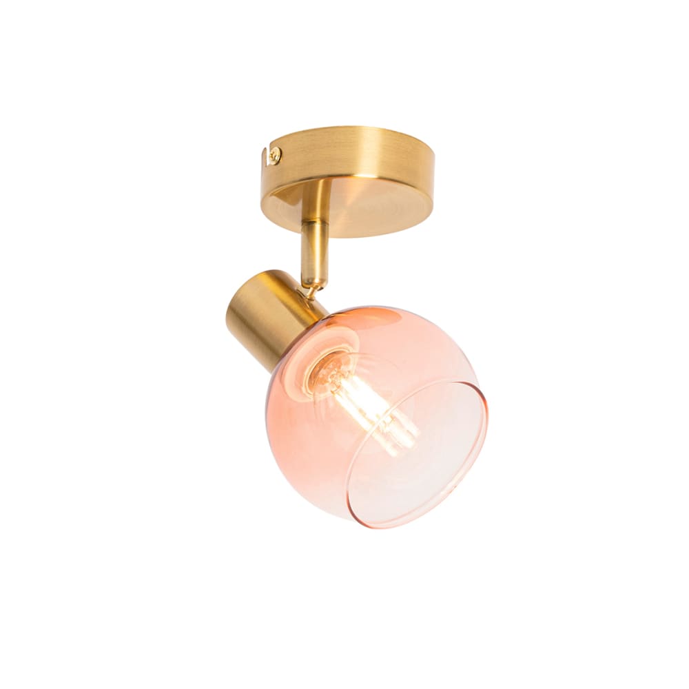 foco art deco dorado con cristal rosa