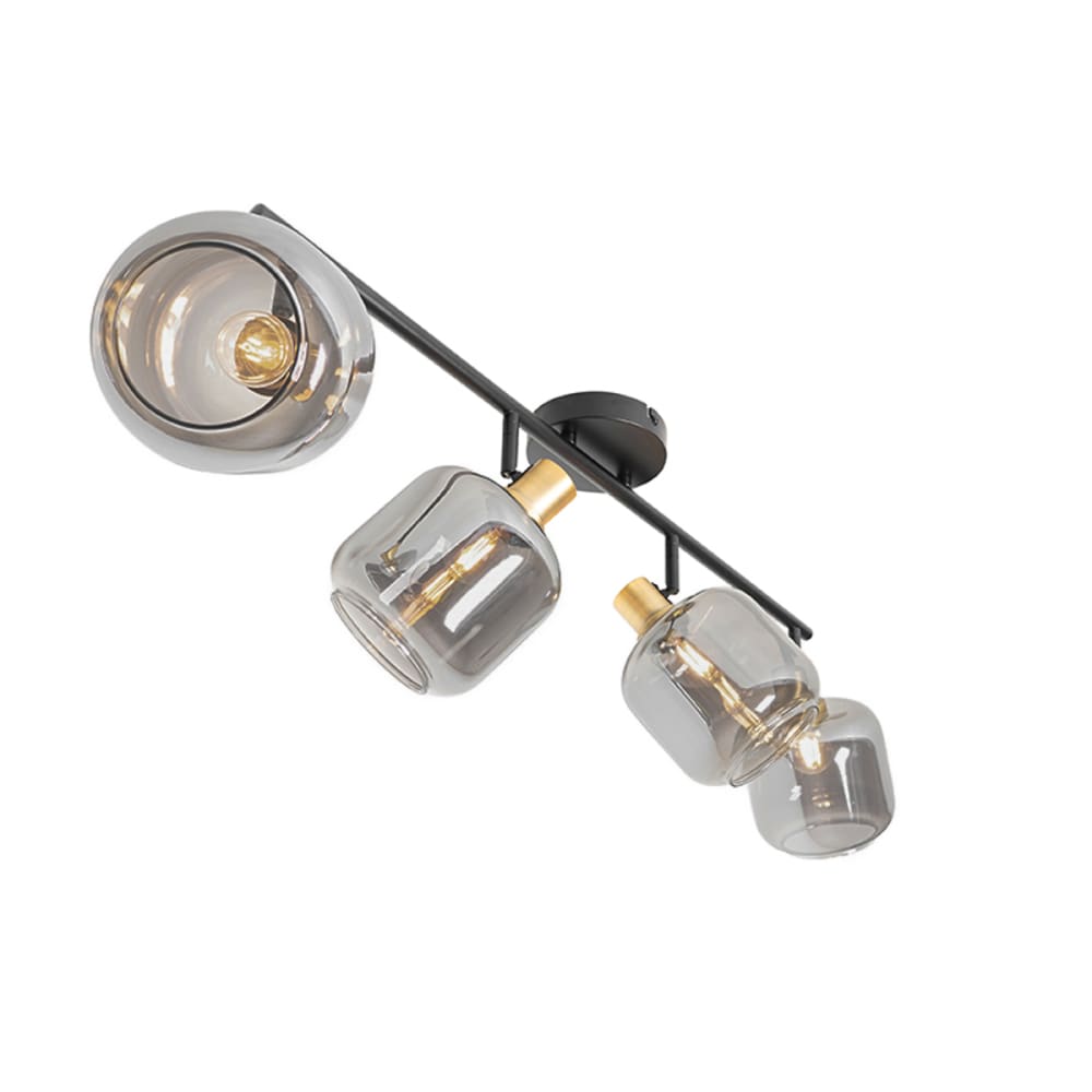 Spot plafond noir or verre fumé 4 lumières — vue 3