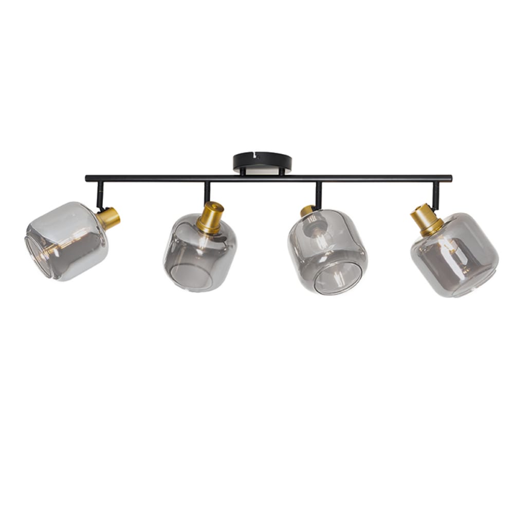 Spot plafond noir or verre fumé 4 lumières — vue 4