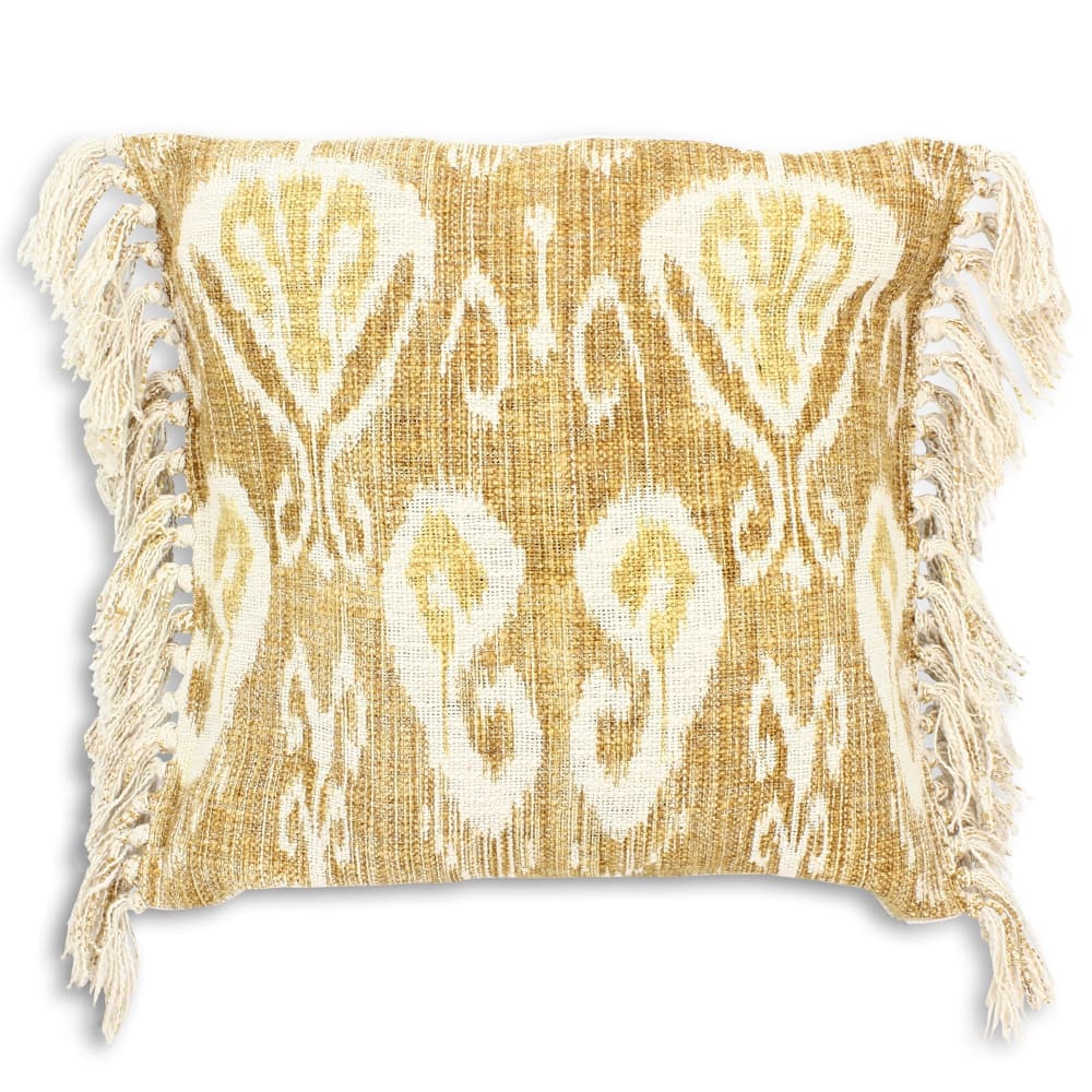 Coussin en coton jaune avec franges 45cm