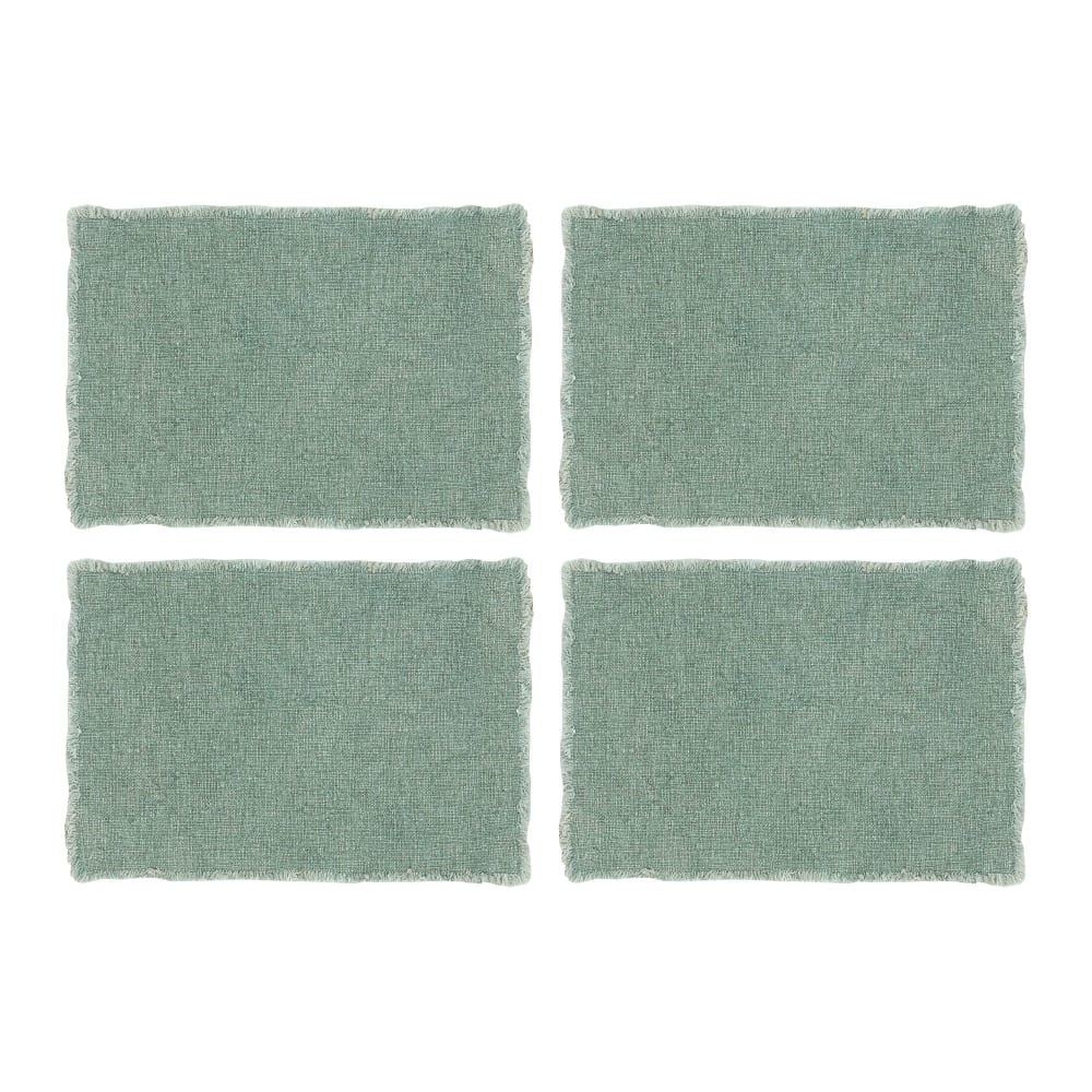 Lot de 4 sets de table avec franges céladon