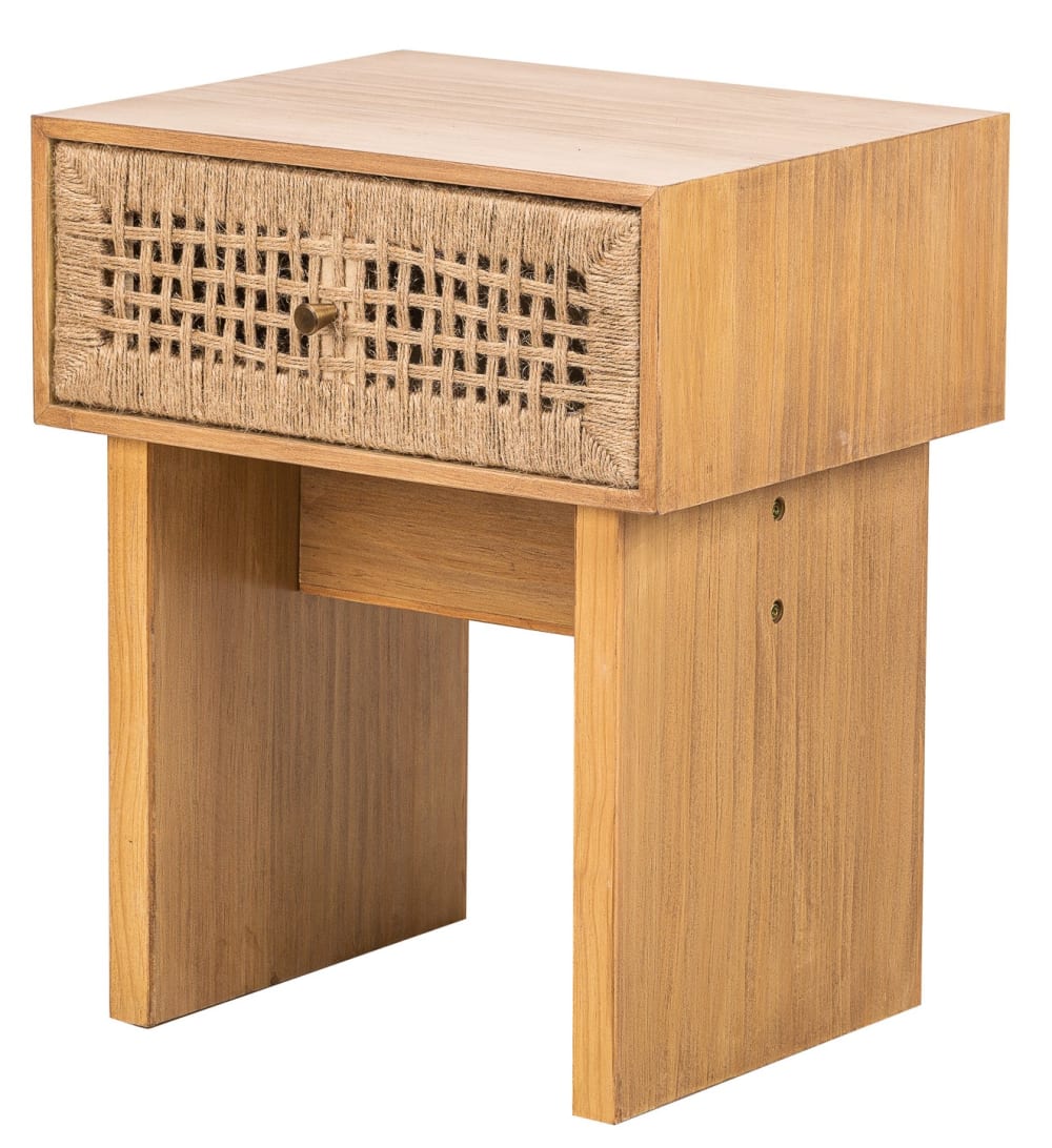 Mesita de noche 1 cajón en cuerda - Maisons du Monde