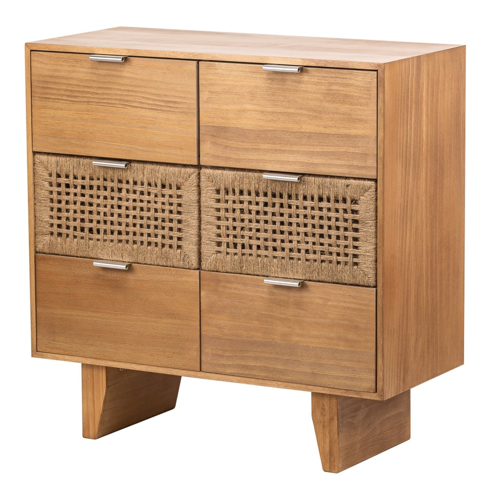 Commode 6 tiroirs en bois et corde naturelle - Maisons du Monde