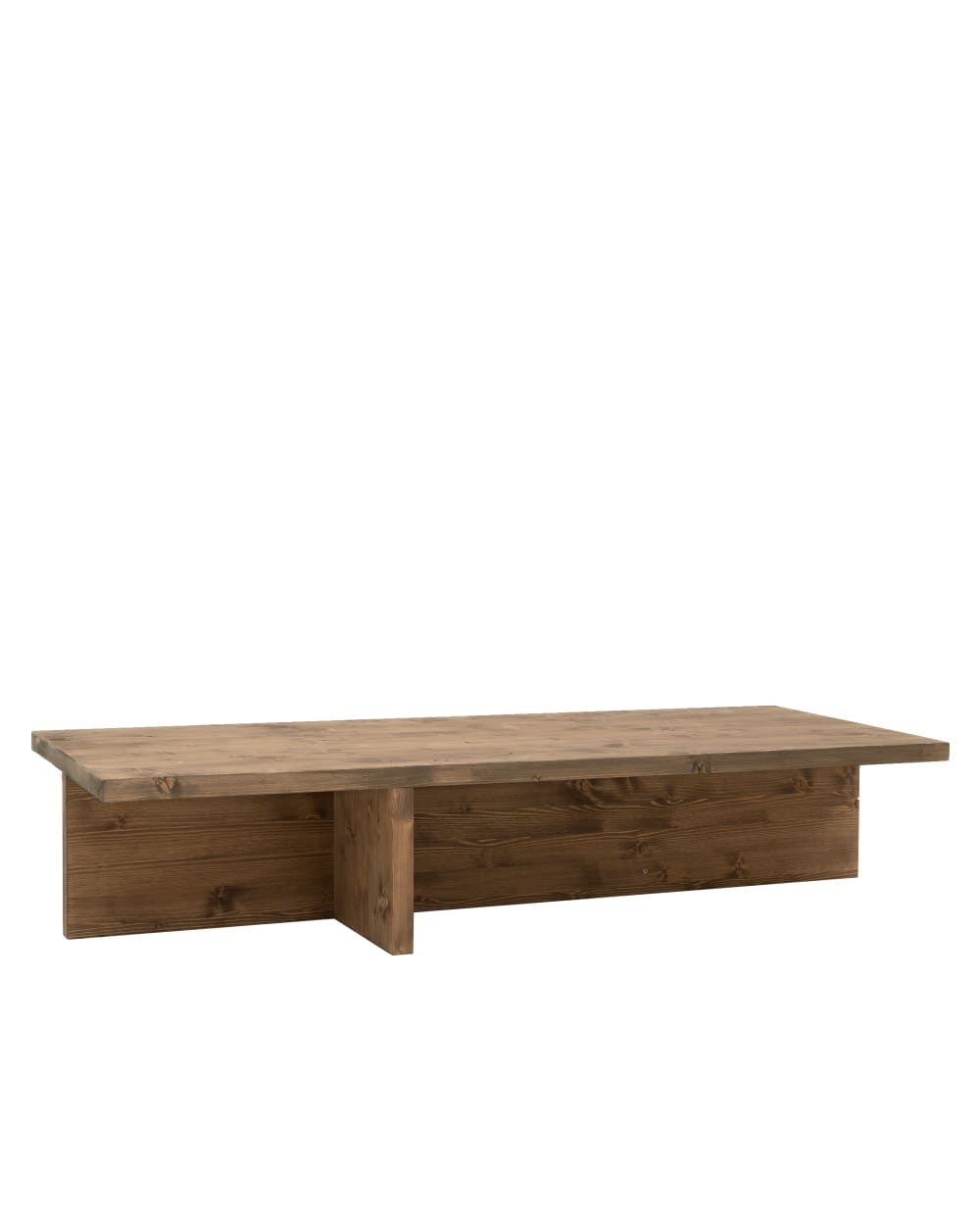 Table basse en bois de sapin vieilli 123,5x27cm