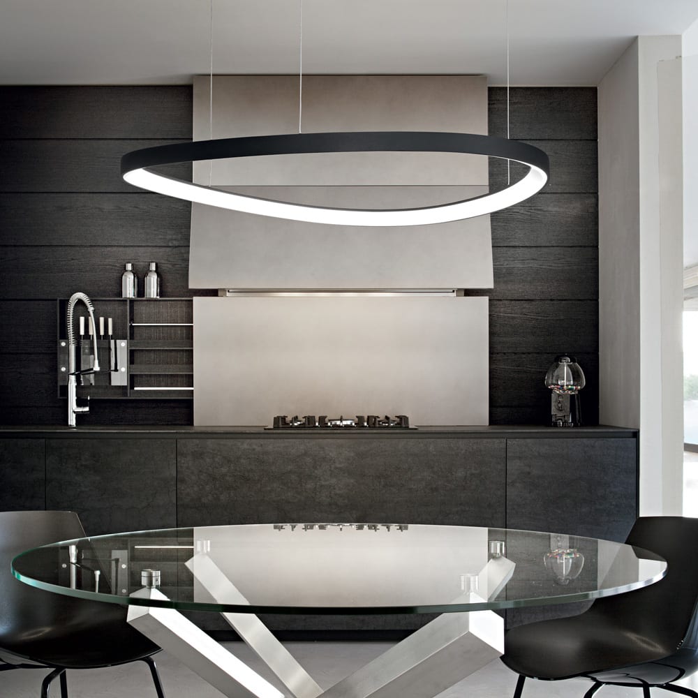 Sospensione Moderna Gemini Metallo Nero Led 60W 3000K Luce Calda