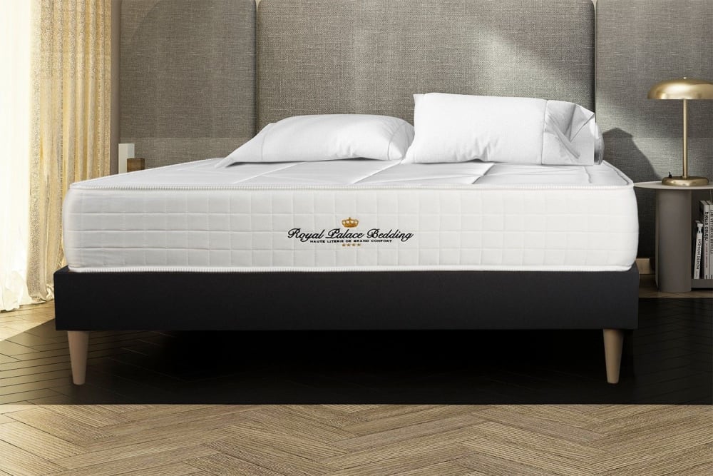 Somier negro + colchón con muelles y viscoelástica 180 x 190 - Maisons du Monde