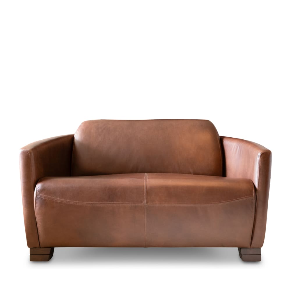 Canapé 2 places en cuir pleine fleur marron