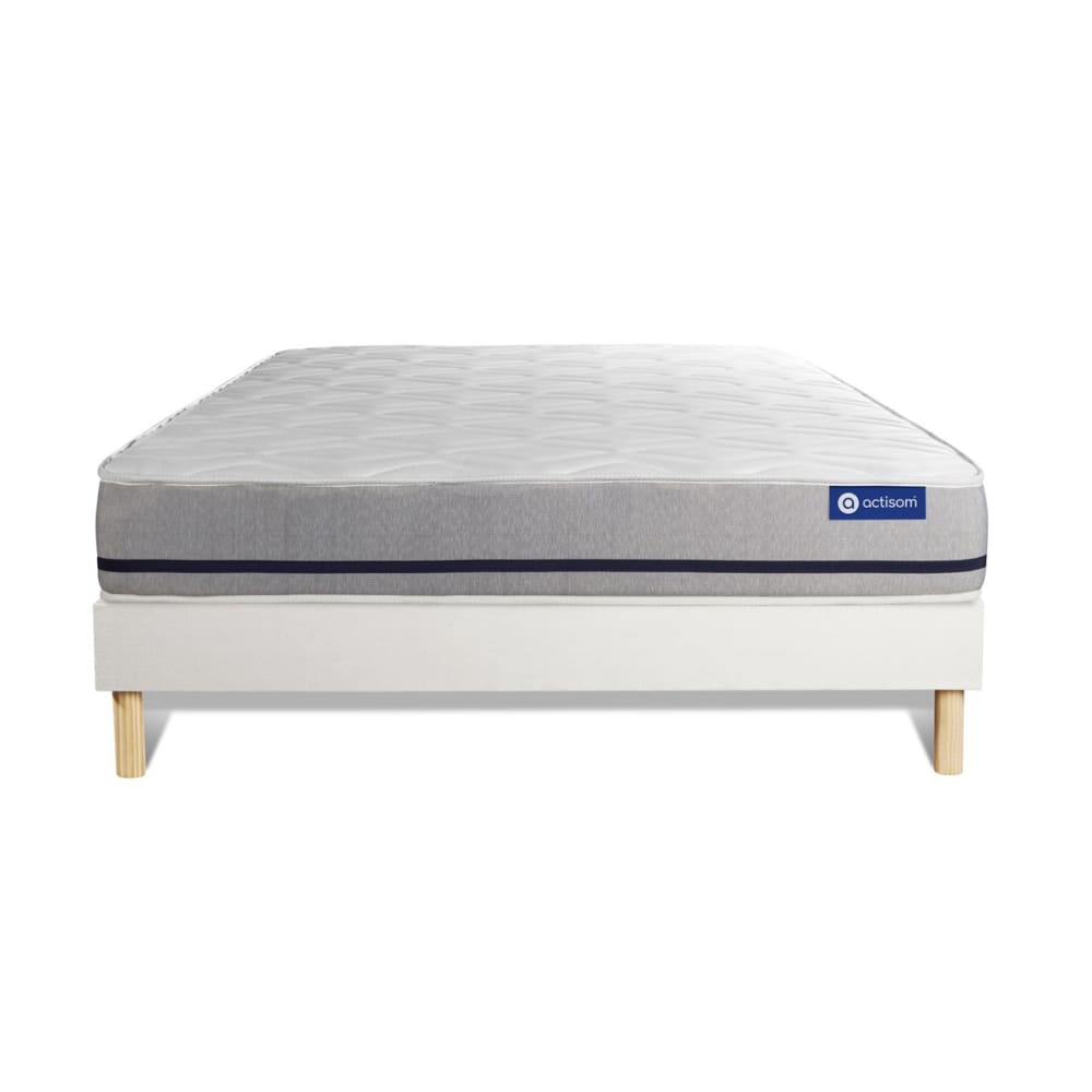 Ensemble 120x190 Matelas Mémoire de forme Sommier kit Blanc