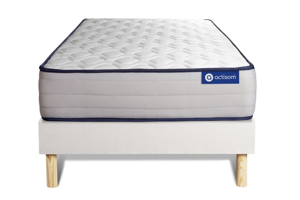 Ensemble 120x190 Matelas Mémoire de forme Sommier kit Blanc