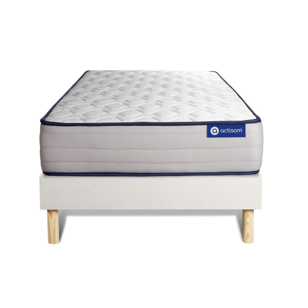 Ensemble 80x190 Matelas Mémoire de forme Sommier kit Blanc
