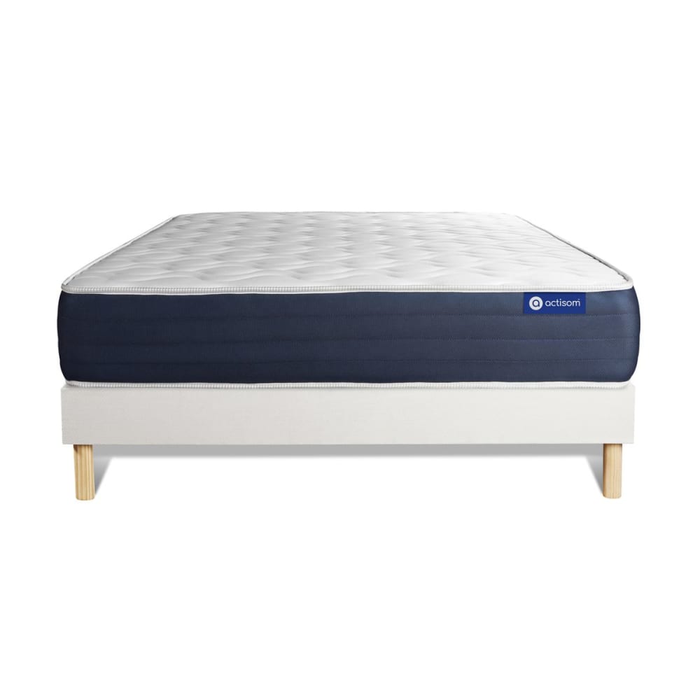 Ensemble 120x200 Matelas Mémoire de forme Sommier kit Blanc