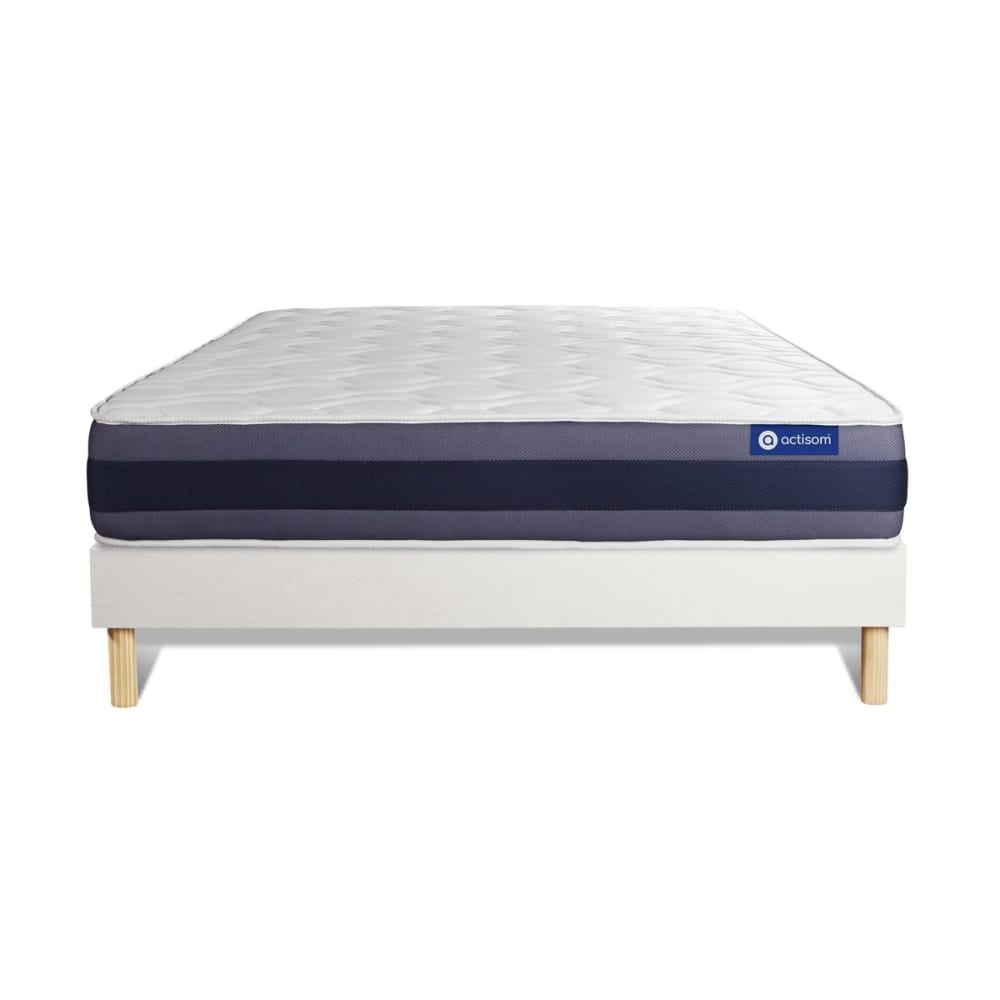 Ensemble 120x190 Matelas Mémoire de forme Sommier kit Blanc