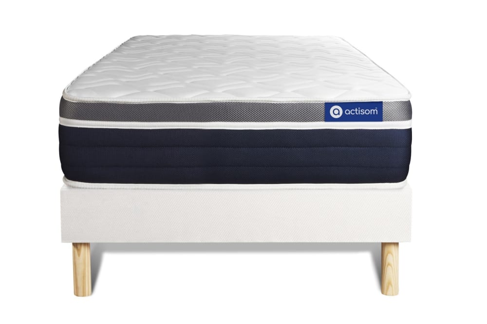 Ensemble 120x200 Matelas Hybride Sommier kit Blanc