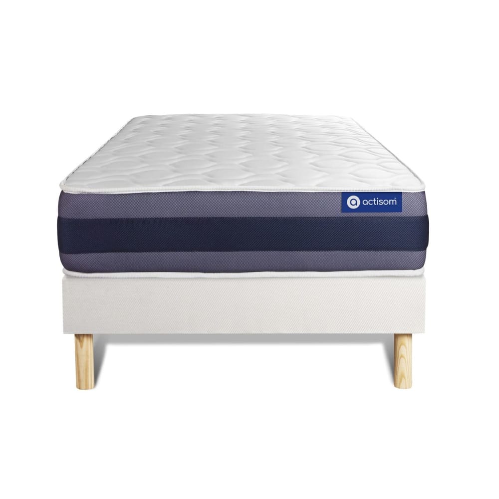 Ensemble 80x200 matelas latex et mémoire de forme sommier kit blanc - Maisons du Monde