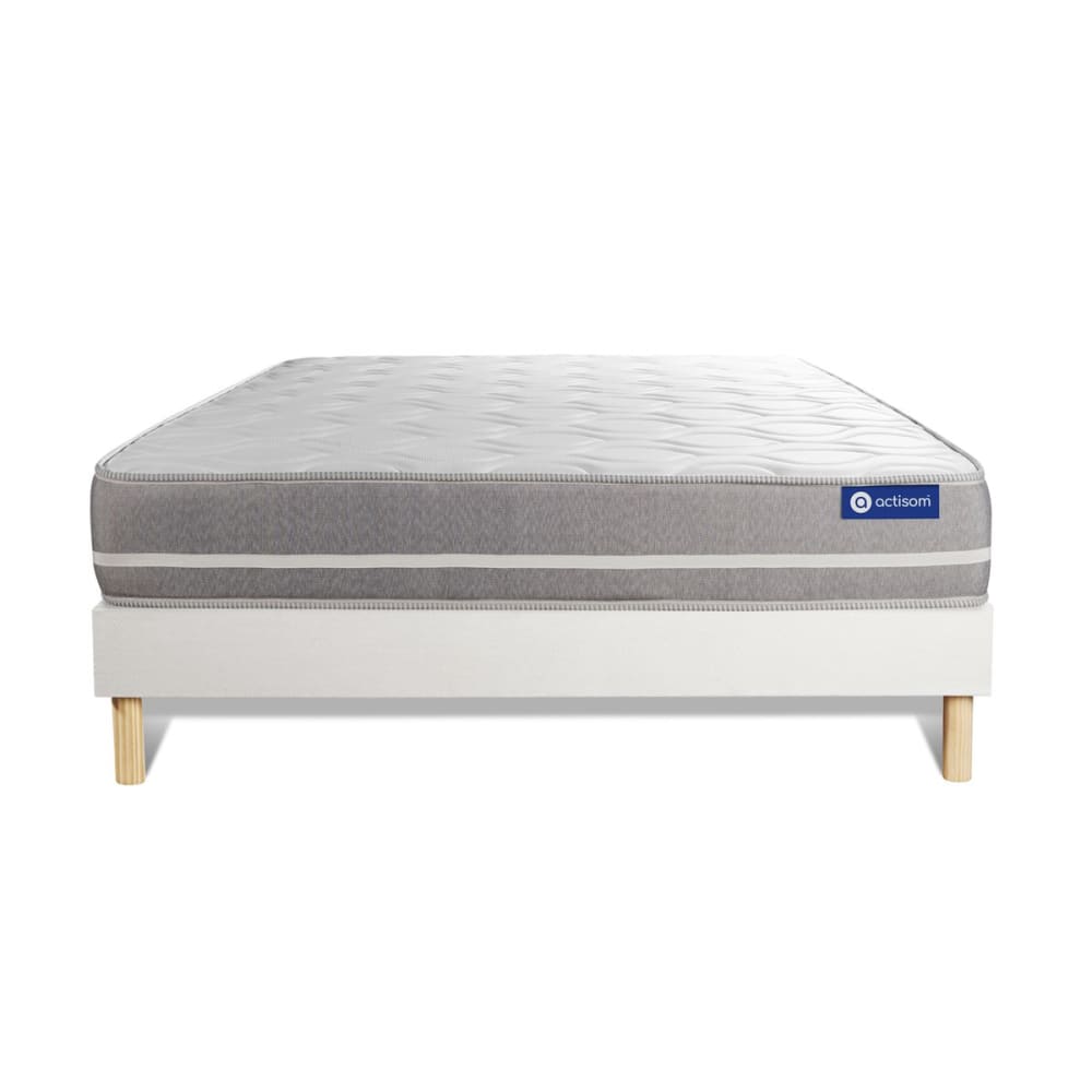 Ensemble 120x200 Matelas Ressorts ensachés Sommier kit Blanc
