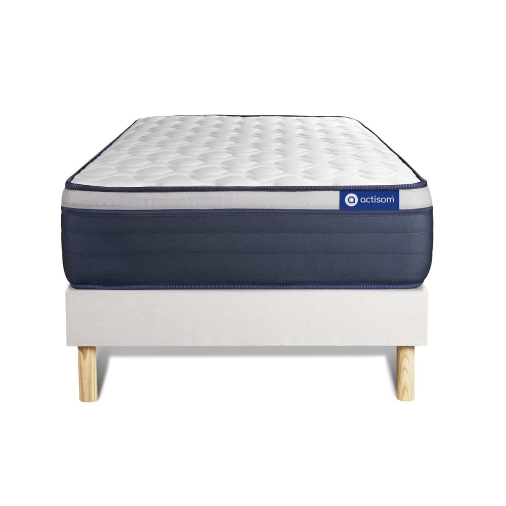 Ensemble 80x200 matelas latex et mémoire de forme sommier kit blanc - Maisons du Monde