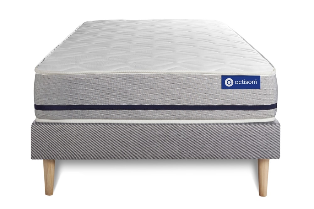 Ensemble 120x190 Matelas Ressorts ensachés Sommier kit Gris