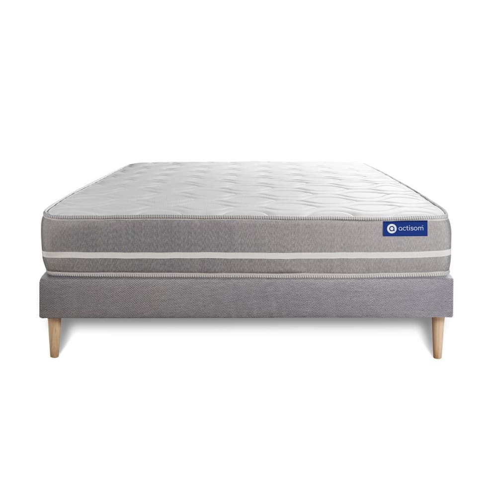 Ensemble 120x190 matelas mémoire de forme sommier kit gris - Maisons du Monde