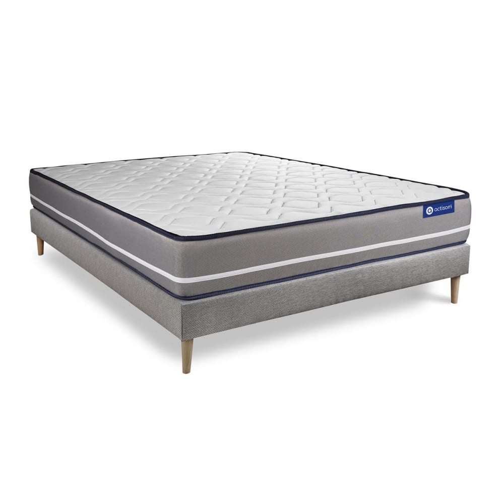 Ensemble 120x200 Matelas Mémoire de forme Sommier kit Gris